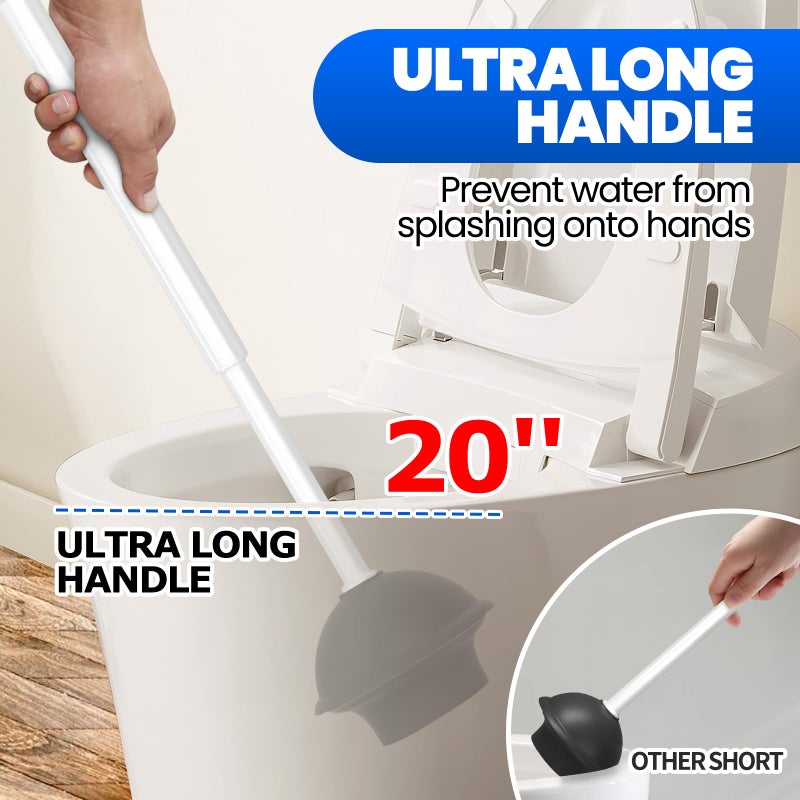 Denvlex 2 in 1 Toilet Brush and Plunger Set, Extended Handle Plunger,Toilet Bowl Brush Plunger Set,Bathroom Cleaning Tools,Cleaning Brush,Cleaning Supplies,Toilet Brush Plunger Combo,White(20inch) - Image 5